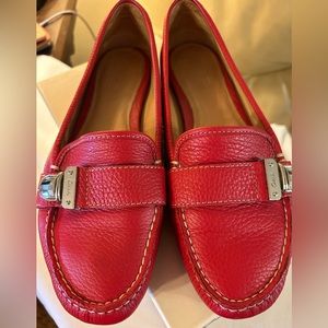 Coach cherry red Pauleen Tumbled Calf loafers